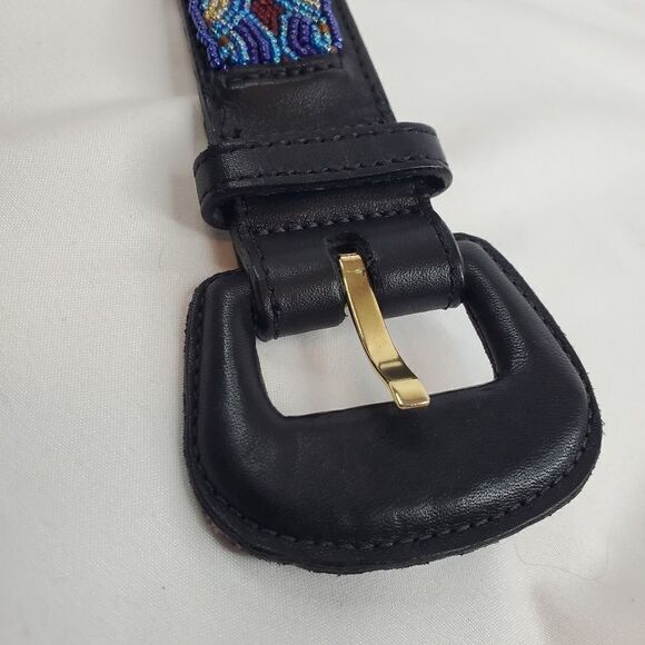 GINNIE JOHANSEN Leather Beaded women\'s belt black blue red 26 27 28 29 30 LK NEW main image 13